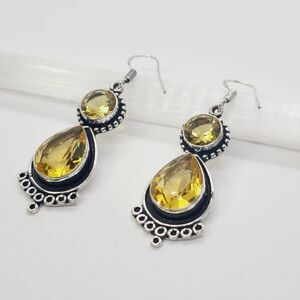 Citrine Handmade Drop Dangle Earrings Jewelry 2.2"